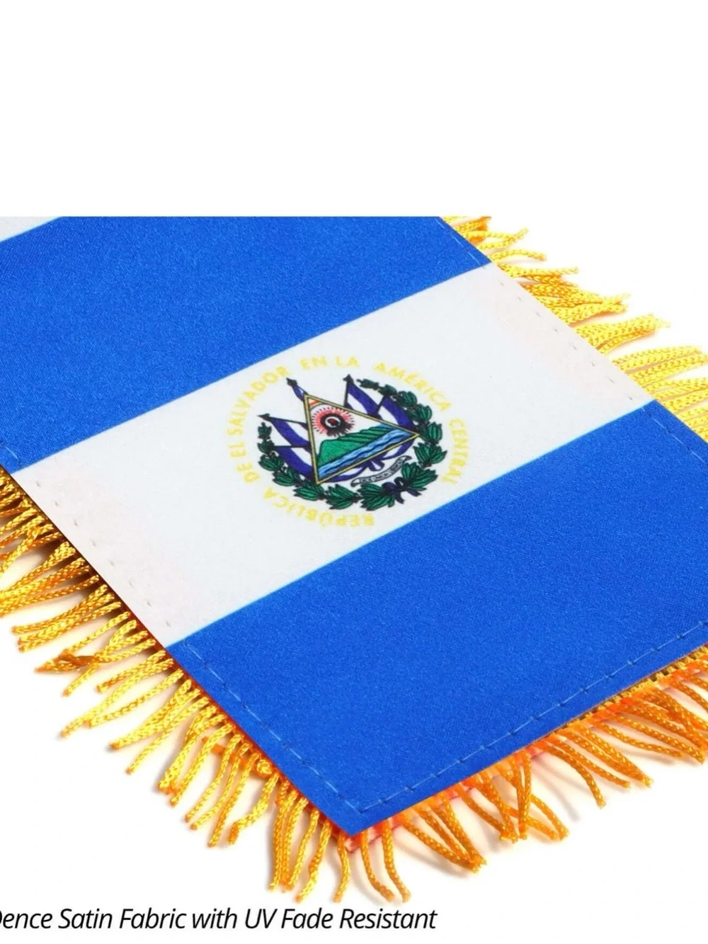 El Salvador Mini Pennant Flag with Gold Fringe - Blue & White (Set of 2)